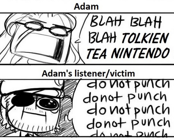 The greatest difference between this illustration and real life is that I hardly ever chat with one-eyed war veterans.