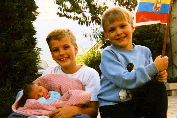 Exhibit B: Adam Stück in kindergarten, roughly nine years B.S. (Before Sideburns).