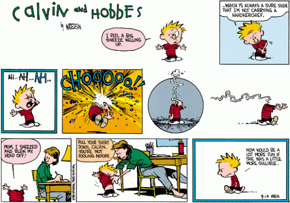 Calvin sneezing